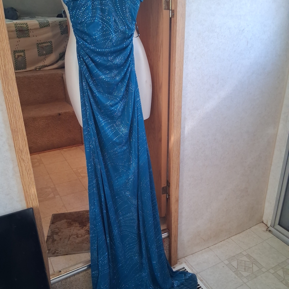 City Triangles Glittering Blue Maxi Dress - Picture 4 of 12